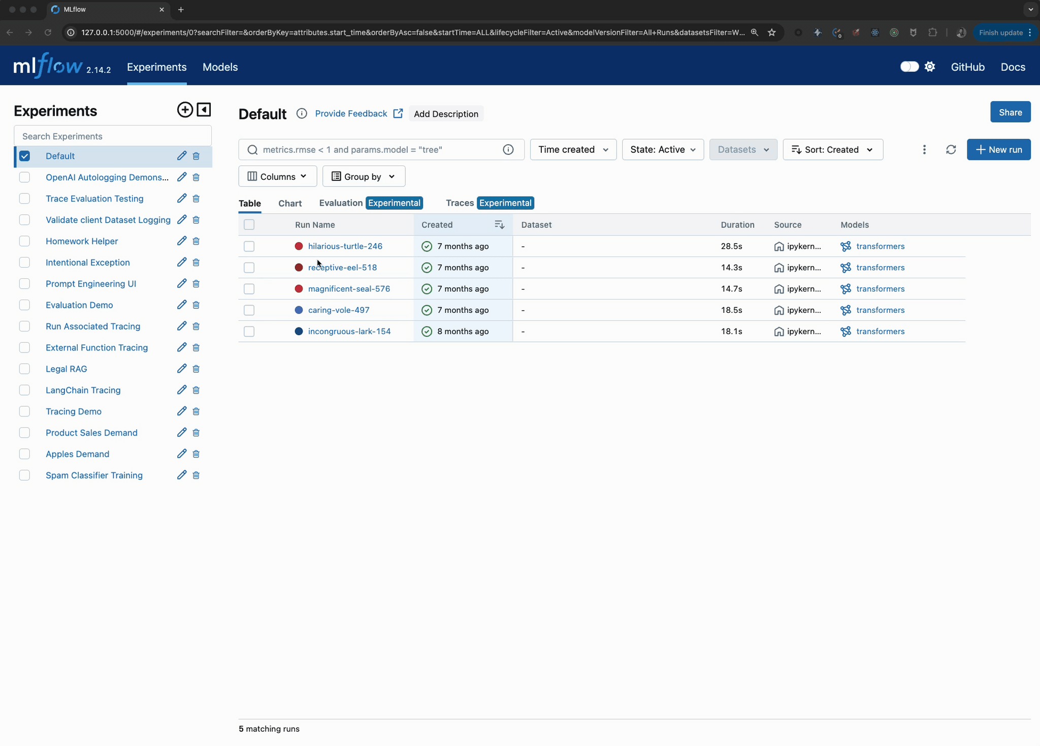 OpenAI Autologging artifacts and traces